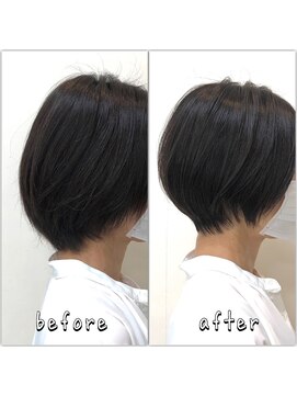 テルミークリニカルデザイン 北千里 30代40代50代似合わせひし形ショートボブ襟足短め丸み