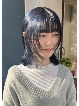 アトリエ ポルト(atelier porto) 【porto神戸】大人ネイビー/前髪/ケアブリーチ/ゼロダメージ