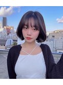 顔まわりレイヤーのあるタンバルモリ☆韓国ボブ/韓国ヘア