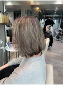 【脱白髪染め】白髪ぼかしハイライト叶える大人女子透明感カラー