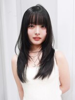 アルバム 池袋(ALBUM)&nbsp;顔周りレイヤーロング前髪カット黒髪ウルフレイヤー_F41174