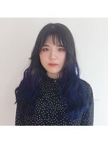 ノノリリ(NONORIRI)&nbsp;黒髪暗髪大人かわいいゆるふわダークブルーグラデーション小顔