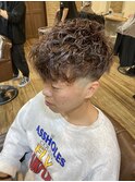 アフロ安藤 メンズパーマ マットブラウン グレージュカラー