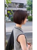 スッキリ丸みショートボブ×暗髪ナチュラルブラウン