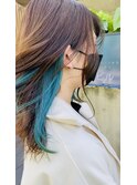 透け感春夏インナーカラー☆エメラルドグリーン