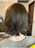 ブルーグレージュ×外ハネ