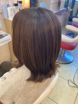 髪質改善白髪ぼかしハイライトカラー前髪カットベージュカラー