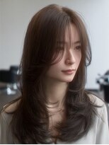 ダル 渋谷/表参道(DAL.)&nbsp;透明感グレージュ顔周りレイヤーカーテンバングセンターパート