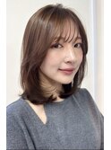 顔まわりレイヤー/ワンホンレイヤー/モカベージュ/20代30代