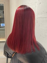 艶髪ディープワインレッド/大人お洒落ストレートロング