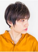 小顔ラウンドマッシュショート/ミルクチョコレート/斜めバング