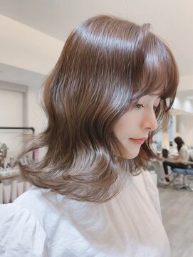 ジーナリア(Xena ria) 姫カットレイヤー/韓国風巻き/くすみベージュ/ミルクティー★79