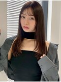 ブラウンベージュ ストレート ローレイヤー 艶髪 前髪カット