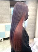 池袋インナーカラーデザインカラーチェリーブラウンピンク韓国◆