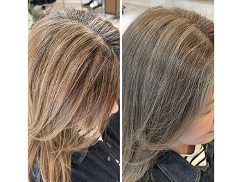 バートランド 白楽(Bertland)の写真/白髪ぼかしでお悩み解決。白髪の透明感を活かして、艶やかな色味を実現。［白楽/白髪ぼかし/白髪染め］