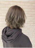 ボブレイヤーグレーグレージュ髪質改善ベージュハイライト韓国