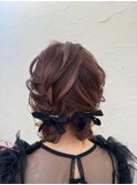梅田ヘアセットサロンRicco/ツインの編み込みリボンヘアセット