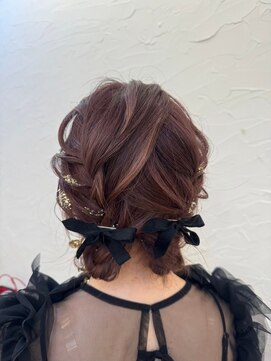 ヘアメイクアンドセットサロン リッコ(Hair make&set salon Ricco) 梅田ヘアセットサロンRicco/ツインの編み込みリボンヘアセット