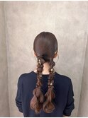 ツイン　タイト　編みおろし　参列ヘア