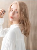 ハイトーンカラーホワイトブロンド金髪ミディアムY越谷20代30代