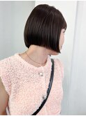 ぷつっとボブ　切りっぱなしボブ 丸みボブ 透明感カラー