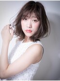 大人可愛いアッシュブラウンくせ毛風セミディw上尾20代30代40代