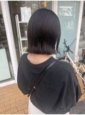 切りっぱなし外ハネボブ×ラベンダーブラウン ツヤ髪