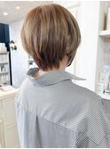 福山市美容室Caary春ヘアショートヘアハイトーンベージュカラー