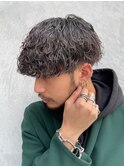 刈り上げツーブロックマッシュ波巻きパーマツイストパーマ