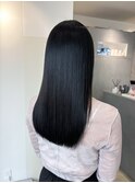 ツヤ髪透明感アッシュブラック/ブリーチなし/ブルーブラック