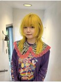 ネオンイエロー/ネオンウルフ/ハイトーンウルフ/シャギーカット