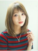 大人カジュアルミディアムレイヤー表参道