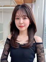 アフロート エル 大阪(AFLOAT L)&nbsp;暗髪も出せるこなれ感！フェイスレイヤー×ナチュラルセミロング