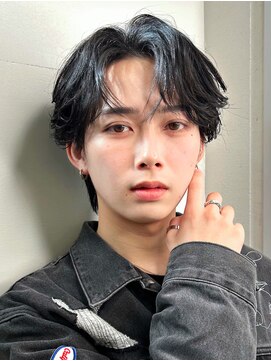 フェザーパーマ/メンズパーマ/韓国マッシュ/ブルーブラック1