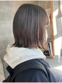 ハイトーンボブグレージュブリーチ切りっぱなしイメチェン透明感