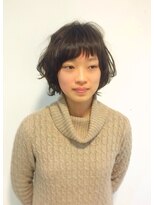 クロップ エス 茅ヶ崎本店(crop es)&nbsp;アシンメトリバングのおしゃれショートボブ