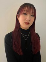 シーン(SCENE)&nbsp;ストレート　ピンクカラー　シースルーバング【天神/今泉】