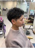 アップバング  ツーブロック スパイラルパーマ ベリーショート