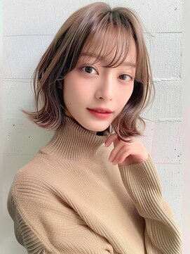 クラン 岡本(Chlan) 小顔前髪似合わせカット くびレイヤー 切りっぱなし外ハネボブ