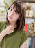 斜めバングブラウンベージュエアストレートh4戸頭20代30代40代