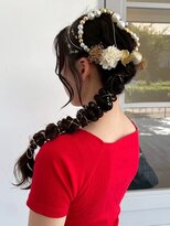 キャパサウス 春日 大野城店(CAPA south) 成人式ヘア 卒業式ヘア 和装ヘア 編み下ろし ロング 黒髪 10代