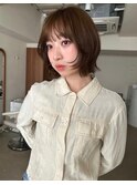 くびれレイヤー/オリーブベージュ/顔周り/シースルー/渋谷
