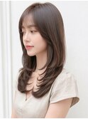 ロングウルフカットレイヤーダークグレージュブリーチなし20代P2