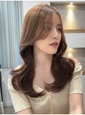 韓国くびれヘアレイヤーカット大人ガーリーチョコレートワンホン