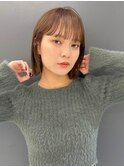 ミニボブ 切りっぱなしボブ 透明感 ベージュカラー 艶カラー