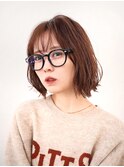 ワンカールボブ ナチュラルブラウン ワンレンボブ