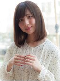 前髪ナチュラルストレートワンカールボブロブモテ髪フェミニン