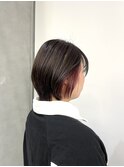 ショートボブ×インナーカラー×ピンク