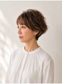 大人ショートボブ/ボブ/パーマ/ハイライトカラー