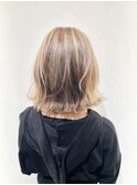 似合わせミディアムレイヤーボブ外ハネ透け感ハイライト銀座